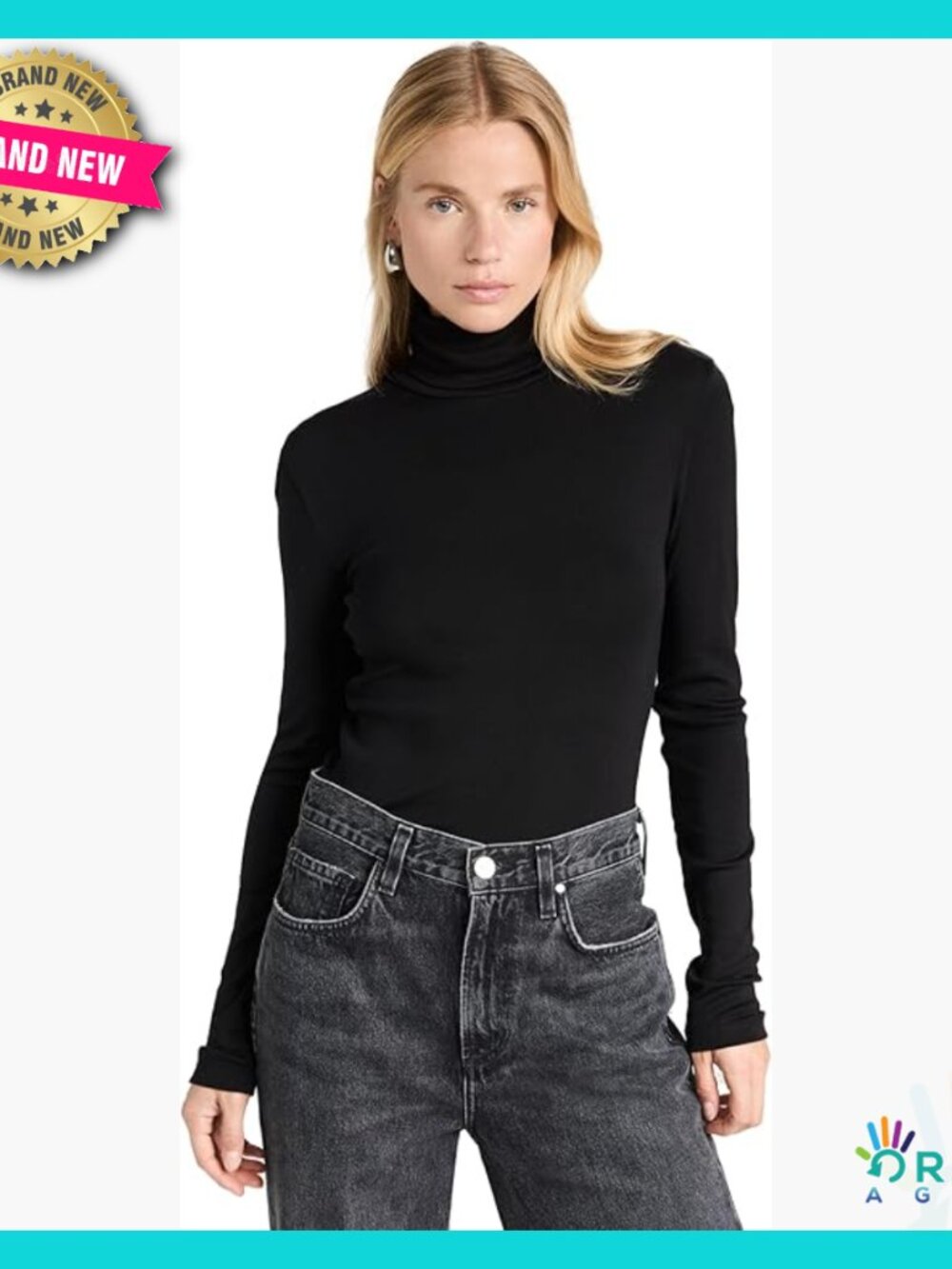 Classic Cotton Turtleneck Top Long Sleeve Minimal Chic Everyday Essential